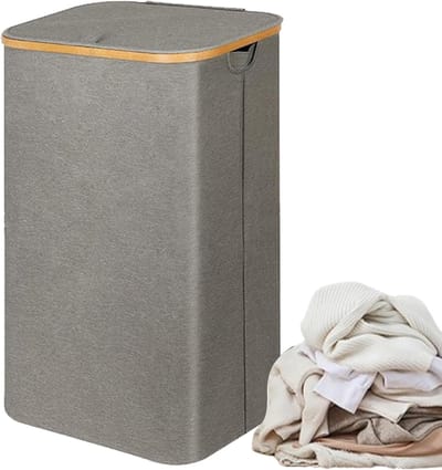 Wasmand Met Deksel - Kledingmand Met Zak - Ruimte Besparen - Snelle Installatie - 73x40.5x33.5 cm - Grijs