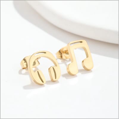 dames RVS oorknoppen met headphone-11mm-goud