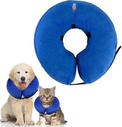Opblaasbare beschermkraag - S - Dierenbeschermkraag - voor honden/katten - voor wondgenezing - instelbaar - Voorkomt Infectie door Krabben en Beten