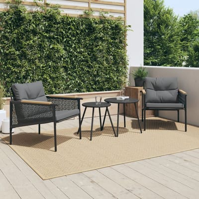 vidaXL - Tuinstoelen - 2 - st - met - kussens - staal - zwart