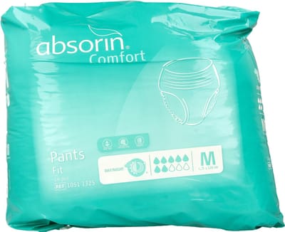 Absorin comfort pant fit M <120 Absorin - Wit - Non-woven toplaag - Voor mannen en vrouwen met zware incontinentie - Superabsorberend poeder / anatomisch gevormd