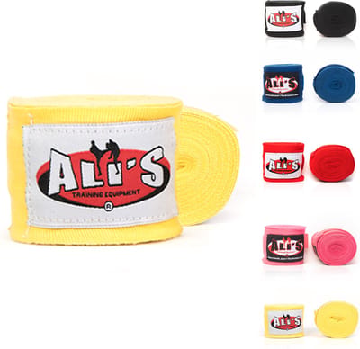 Ali's Fightgear - 1 paar - Geel - 460 cm lang -Bandage boksen - Kickboks bandage - Bandage kickboksen - Bandage - Boxing wraps - Boxing bandage
