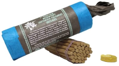 Tibetaanse wierook Mugwort - Bijvoet - Tibetan Incense - 30 sticks met houder
