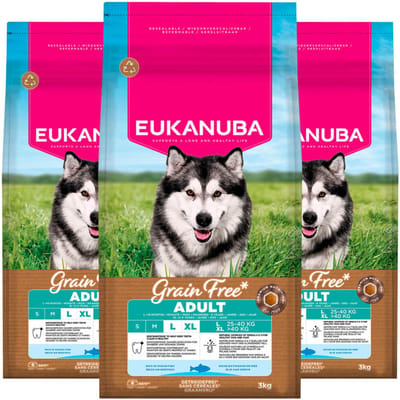 Eukanuba Hondenvoer Droog Grain Free Adult Large Oceaanvis - 3 x 3 kg - Voordeelverpakking