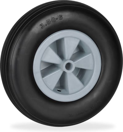 kruiwagenwiel - 3.50-6 - massief rubber - kunststof velg - anti-lek - 100 kg - zonder as