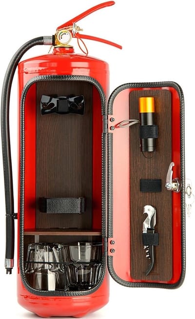 Allecto - Brandblusser Mini Bar - Creatieve Wijn Opbergdoos - Rood - Mini Brandblusser - Uniek Design voor Thuis - Geschikt voor Volwassenen