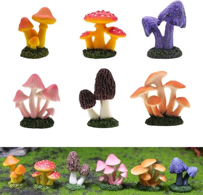 Set van 6 Decoratieve Miniatuur Paddenstoelen voor Tuin en Gazon - Hars
