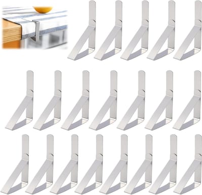 SnelShoppen - 20 Stuks Tafelkleed Klemmen, RVS Tafelklemmen voor Dikke Tafelbladen, Outdoor Tafelkleedhouders voor Feest, Camping en Tuin