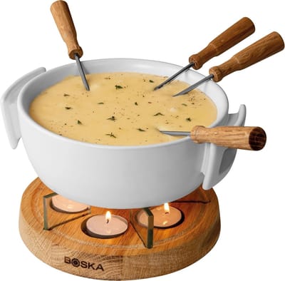 RVV® Kaasfondue Set - Fonduepan - Fondue - Wit - 1,6 L - 24cm x 24cm x 15 cm