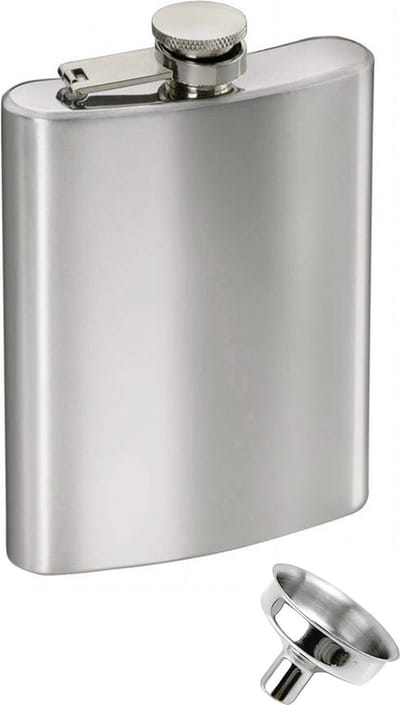 KIMU® Zakflesje Mini Met Trechter 118 ml - 4 Oz RVS Flesje Platvink Zakfles Veldfles Zakflacon Heupflacon Heupflesje Zilver Drankfles Drinkflesje Festival