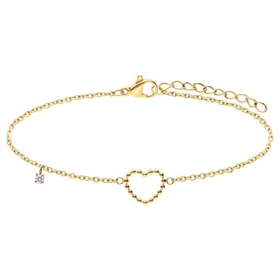 Lucardi - Dames Stalen goldplated armband met open hart bol - Armband - Staal - Goudkleurig - 20 cm