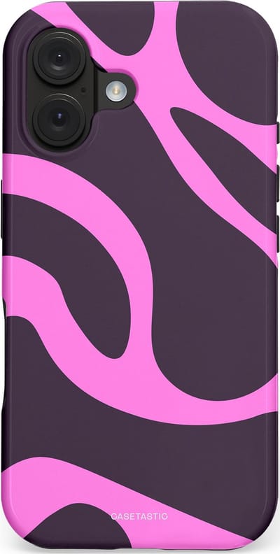 Casetastic hoesje geschikt voor Apple iPhone 16 - MagSafe - Dubbellaagse bescherming - Roze Paarse Lavendel Abstractie - Fashion Case - Donkergrijs Roze