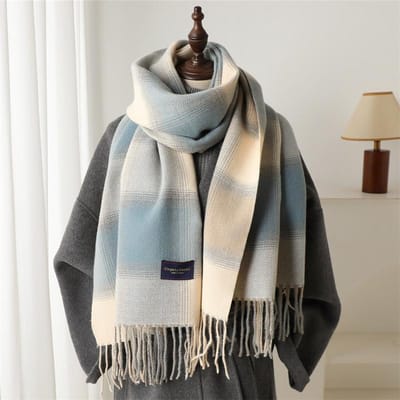 Luxe Warme Kasjmier Sjaal Voor Vrouwen Winter Mannen Sjaal Omwikkeling Pashmina Geruit Vrouwelijke Bufanda Echarpe Foulard Stolen 53x200 cm gray