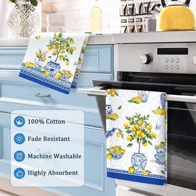 theedoeken 100% katoen sneldrogende Chinoiserie zomer keukenhanddoeken, 48 x 70 cm absorberend vaatdoek voor keuken woondecoratie, housewarming, verjaardagscadeaus voor vrouwen, set