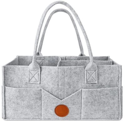 WiseGoods Luxe Luiertas & Luiermand - Opbergmand Voor Luiers & Doekjes - Voor Babykamer En Kinderwagen - Baby Accessoires - Grijs