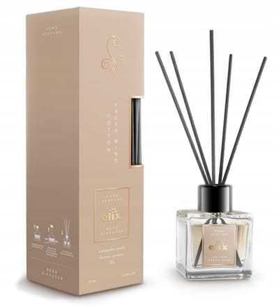 Elix - Geurstokjes Diffuser - Reed Diffuser - Luchtverfrisser - Interieur Parfum - Langdurige Huisgeur - voor Woonkamer, Slaapkamer, Kantoor & Badkamer - 100ml - Cotton & Fresh Wind