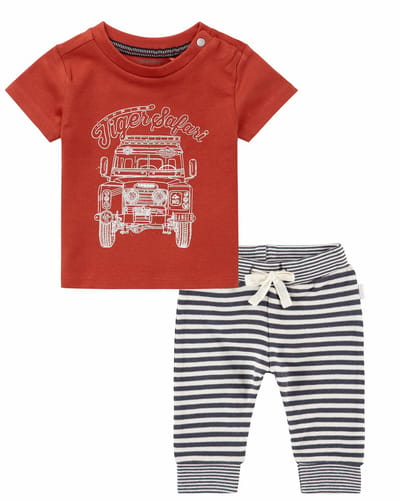 Noppies - Kledingset - Broek Ahidud blauw gestreept - Shirt Hurghada rood - Maat 50