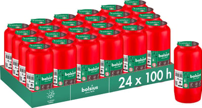 Bolsius - Herdenkingslicht - Rood - 24 stuks - 100 Branduren - 4 Dagen