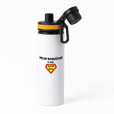Hacebo® - mijn bonuszus is mijn superheld waterfles met draaidop oranje - Zus - super bonuszus - verjaardag - cadeautje voor zus - zus artikelen - kado - geschenk - water fles - 850ML