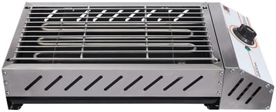 Velmio Elektrische BBQ - Camping Barbecue - 2,5 kW - 50°C-300°C - Contactgrill - Roestvrij staal - Voor Binnen en Buiten - 42×22cm - Zilver