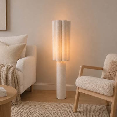 Milton & Oldbrook Vloerlamp Bonn Wit Bouclé