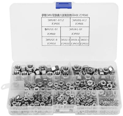 360 Stuks RVS Hex Moeren met Grove Draad - UNC Moeren voor Bevestiging en Reparatie Tools