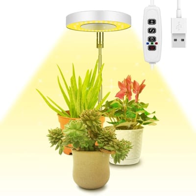 SnelShoppen - Plant Lamp met 48 LED Lamp Beads, USB Groeilamp met Timer, Volledige Spectrum, 3 Lichtmodi en 10 Helderheidsinstellingen, Warm Licht voo