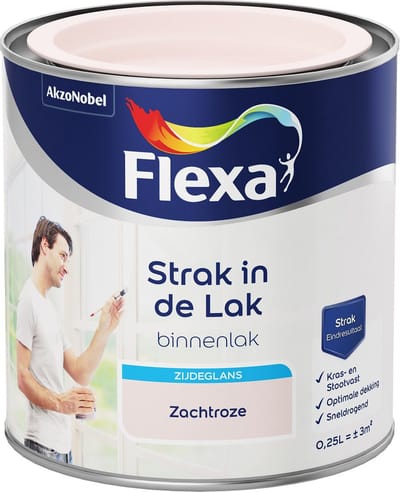 Flexa Strak in de Lak - Watergedragen - Zijdeglans - zachtroze - 0,25 liter
