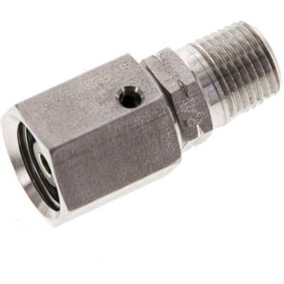 6L & 1/8'' NPT RVS Rechte Draaidoorvoer Buitendraad 315bar FKM O-ring en Afdichtconus Verstelbaar ISO 8434-1
