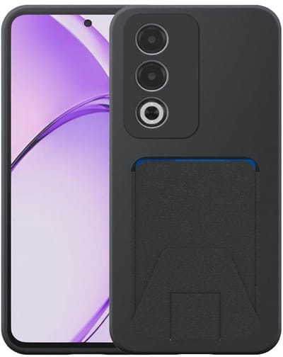 Geschikt voor Oppo A3 Pro / A80 Telefoonhoesje met Verstelbare Leren Pasjeshouder - Flexible Back Cover Case Siliconen TPU with Adjustable Leather Cardslot - Zwart - Smartphonica geschikt voor Oppo A3 Pro;Oppo A80