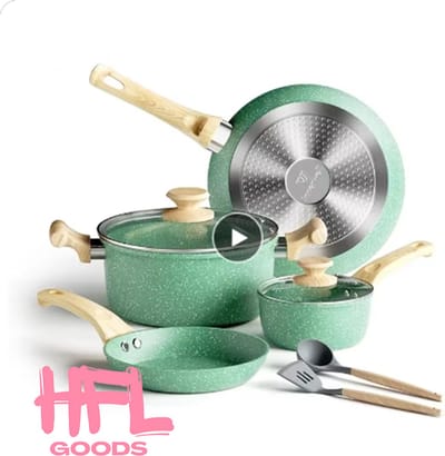 HFL Goods Pannenset - Set van 8 stuks - Geschikt Voor Alle Bronnen - Mint Groen
