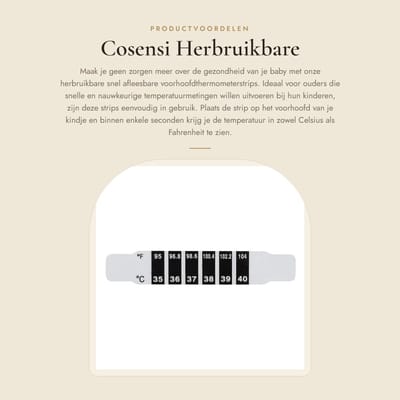Dailygoods- Voorhoofdthermometer Snelle temperatuurmeting - Herbruikbare strips - Nauwkeurige meting in Celsius/Fahrenheit - Draagbaar - Duurzaam - Geschikt voor baby's/kinderen - Babythermometer