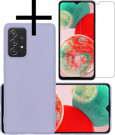 Hoesje - Met Screenprotector - Geschikt voor Samsung Galaxy A23 - Sterk & Shockproof - Back Cover - Siliconen Case - Telefoon Hoes - Lila