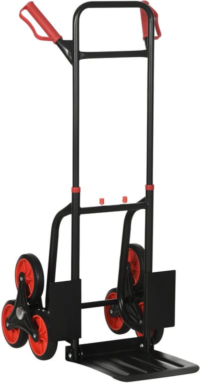 MODFU - Steekwagen Voor Trappen - Zes Wielen En Verstelbare Handgreep - Voor Transport - Staal - Zwart - 45 X 60 X 109 Cm