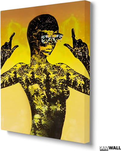 Luxe Canvas Schilderij Yellow Girl | 40x60 | Woonkamer | Slaapkamer | Kantoor | Muziek | Design | Art | Modern | ** 4CM DIK! 3D EFFECT**