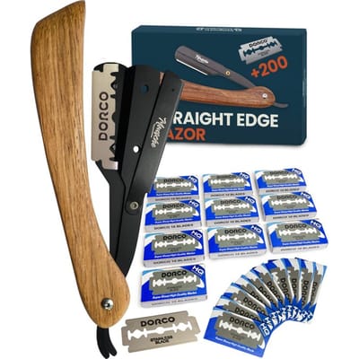 Barbiersmes met 100 Scheermesjes - Klassiek Open Scheermes - Barber Mes - Shavette - Straight Razor - Klapmes - Nekmes - Kappersmes