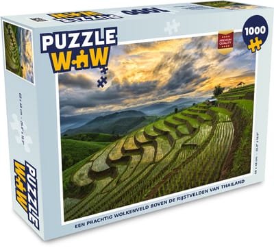 Puzzel Een prachtig wolkenveld boven de rijstvelden van Thailand - Legpuzzel - Puzzel 1000 stukjes volwassenen
