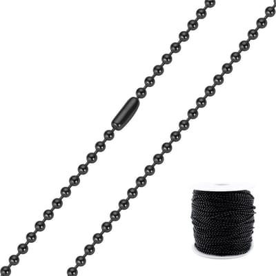 100 meter (op rol) - Kogelketting - 2,4mm - Zwart