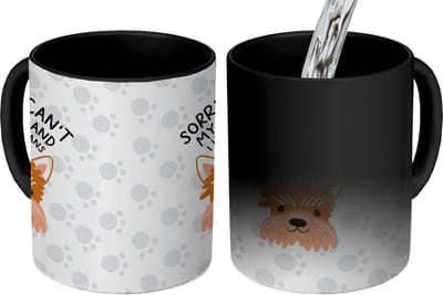 Magische Mok - Foto op Warmte Mokken - Koffiemok - Spreuken - Sorry I can't my dog and I have plans - Quotes - Hond - Magic Mok - Beker - 350 ML - Theemok - Mok met tekst