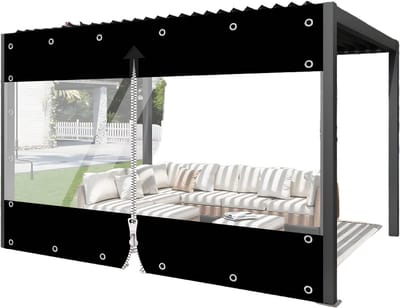 Zeildoek 240x240cm - Verranda - Dekzeil - Overkapping - Voor Terras, Pergola & Tuinhuis - Waterdicht - Wind - Zwart