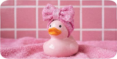 WC mat 120x60 cm - Antislip - Badeend -Strik - Roze - Toiletmat - Vloermat - Douchemat - Toilet tapijt - Toiletmatten