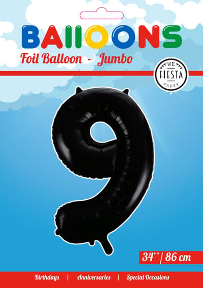 Folieballon 34" nmr. 9 - Zwart