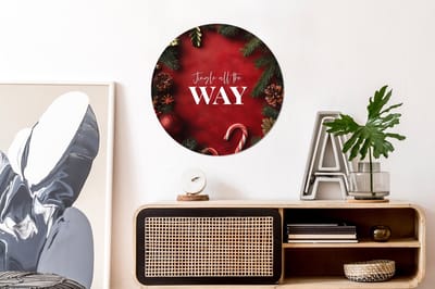 WallCircle - Wandcirkel - Muurcirkel - Kerst - Quote - Rood - Kerstballen - Aluminium - Dibond - 60x60 cm - Binnen en Buiten
