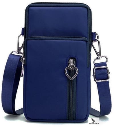 San Vitale® - Casual telefoon tas - Schoudertasje - Telefoontasje - Heuptas - Wandel/Sport/Mobiele Telefoon/Smartphone - Donker Blauw