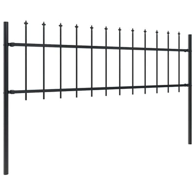 vidaXL - Tuinhek - met - speerpunt - staal - 1005x60 - cm - zwart