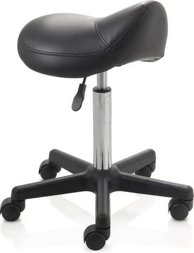 ZenGrowth ergonomische zadelkruk met middelhoge gasveer zwart - Kapperskruk op zachte wielen – Zadelstoel - In hoogte verstelbaar