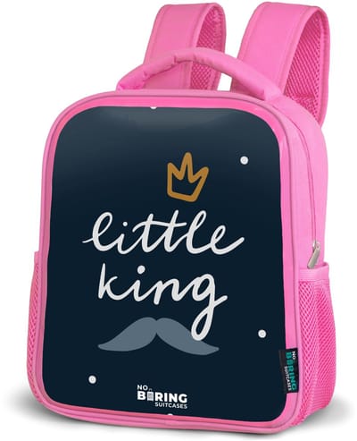 NoBoringSuitcases.com® - Rugzak roze - Schooltas meisjes - Little king met stippen - Kinder rugtas meisje - Boekentas kind - Kinderrugzak voor school - Schoolrugzak