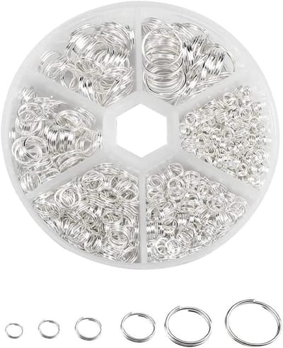 690 Stuks RVS Splitringen Dubbele Lus Veerring Open Ringen met Duidelijke Opbergdoos voor Armbanden en Enkelbandjes (4MM/5MM/6MM/8MM/10MM/12MM)