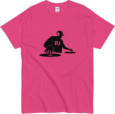 Festival Discjockey T Shirt - DJ Print en Tekst - Unisex Muziekfans en DJ's - Roze - S