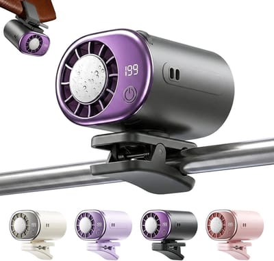 Mini Ventilator - Draadloze Ventilator - Clip-On Ventilator - ventilator kinderwagen - Oplaadbare USB Ventilator - Portable Clip Fan - USB Oplaadbare Stille Ventilatoren - LED-display - 360° draaibaar - Geschikt Voor Auto, Werk En Camping - Grijs